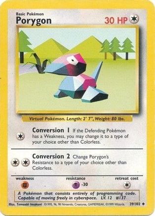 Porygon (39/102) [Vintage: Base Set] Pokemon Single Pokémon