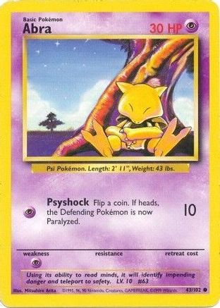 Abra (43/102) [Vintage: Base Set] Pokemon Single Pokémon