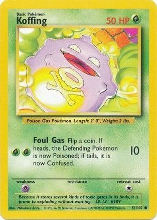 Koffing (51/102) [Vintage: Base Set] Pokemon Single Pokémon