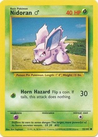 Nidoran M (55/102) [Vintage: Base Set] Pokemon Single Pokémon