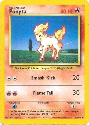 Ponyta 60/102 [Vintage: Base Set] Pokemon Single Pokémon