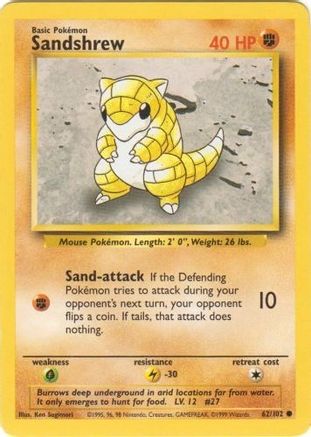 Sandshrew (62/102) [Vintage: Base Set] Pokemon Single Pokémon