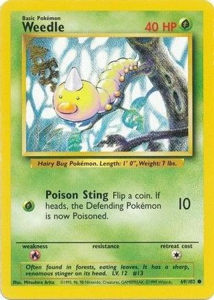 Weedle 69/102 [Vintage: Base Set] Pokemon Single Pokémon