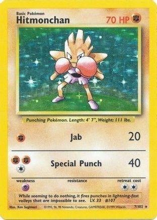 Hitmonchan (7/102) - [Vintage: Base Set] Holofoil Pokemon Single Pokémon