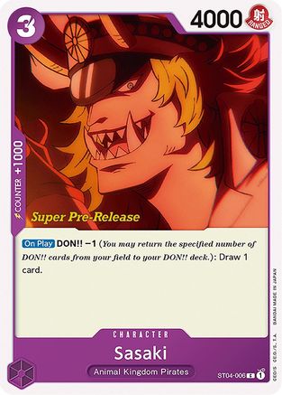 Sasaki (ST04-006) [Super Pre-Release Starter Deck 4: Animal Kingdom Pirates] One Piece Single Bandai