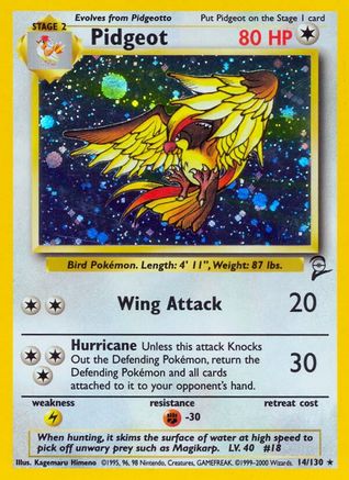 Pidgeot (14/130) Holofoil [Vintage: Base Set 2] Pokemon Single Pokémon