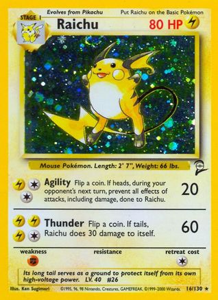 Raichu (16/130) Holofoil [Vintage: Base Set 2] Pokemon Single Pokémon