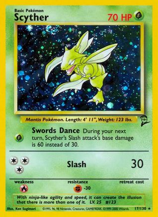 Scyther (17/130) Holofoil [Vintage: Base Set 2] Pokemon Single Pokémon