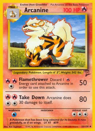 Arcanine (33/130) - [Vintage: Base Set 2] Pokemon Single Pokémon