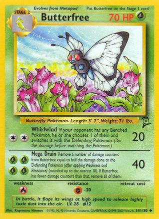 Butterfree (34/130) [Vintage: Base Set 2] Pokemon Single Pokémon