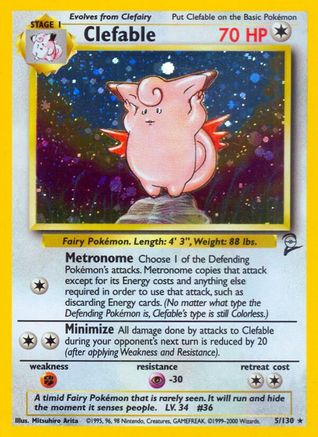 Clefable (5/130) Holofoil [Vintage: Base Set 2] Pokemon Single Pokémon
