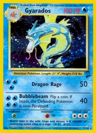 Gyarados (7/130) - [Vintage: Base Set 2] Holofoil Pokemon Single Pokémon