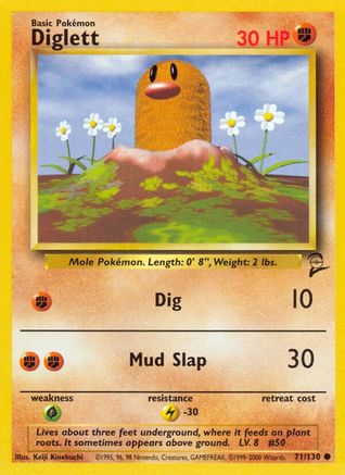 Diglett (71/130) [Vintage: Base Set 2] Pokemon Single Pokémon