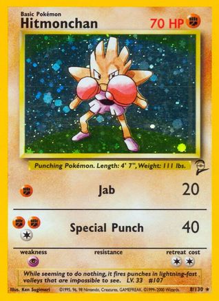 Hitmonchan (8/130) - [Vintage: Base Set 2] Holofoil Pokemon Single Pokémon