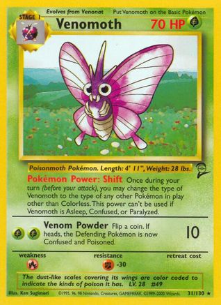 Venomoth (31/130) [Vintage: Base Set 2] Pokemon Single Pokémon