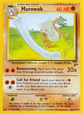 Marowak (52/130) [Vintage: Base Set 2] Pokemon Single Pokémon