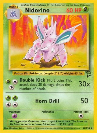 Nidorino (54/130) [Vintage: Base Set 2] Pokemon Single Pokémon