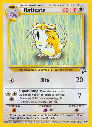 Raticate (58/130) [Vintage: Base Set 2] Pokemon Single Pokémon