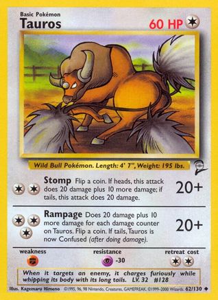 Tauros (62/130) [Vintage: Base Set 2] Pokemon Single Pokémon