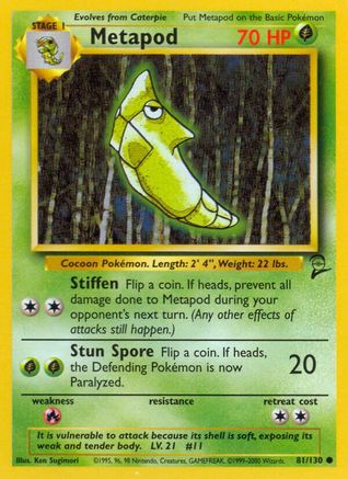Metapod (81/130) [Vintage: Base Set 2] Pokemon Single Pokémon