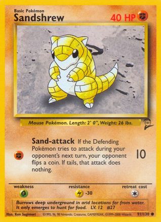 Sandshrew (91/130) [Vintage: Base Set 2] Pokemon Single Pokémon