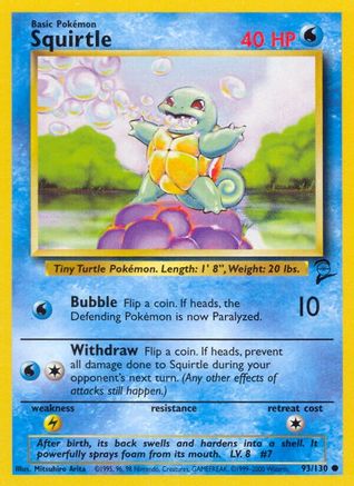 Squirtle 93/130 [Vintage: Base Set 2] Pokemon Single Pokémon