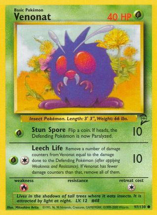 Venonat 97/130 [Vintage: Base Set 2] Pokemon Single Pokémon