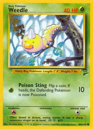 Weedle (100/130) - [Vintage: Base Set 2] Pokemon Single Pokémon