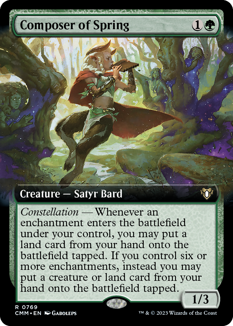 Composer of Spring (CMM-769) [Commander Masters] (Extended Art) Foil MTG Single Wizards of the Coast