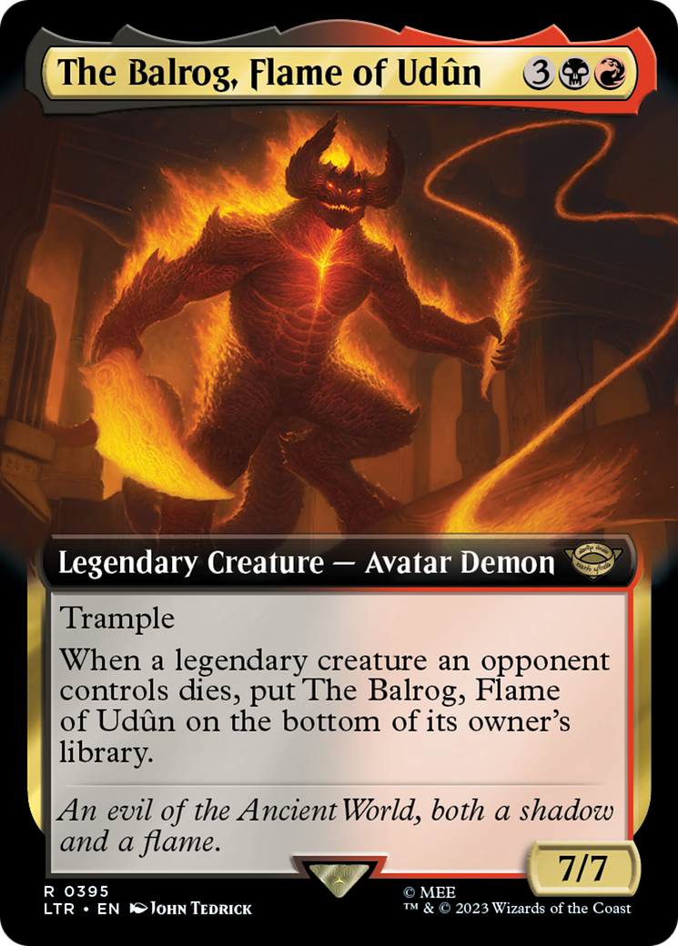 The Balrog, Flame of Udun (LTR-395) [The Lord of the Rings: Tales of Middle-earth] (Extended Art) MTG Single Wizards of the Coast