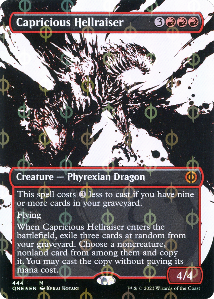 Capricious Hellraiser (Step-and-Compleat Foil) (ONE-444) [Phyrexia: All Will Be One] (Showcase) (Borderless) Foil MTG Single Wizards of the Coast