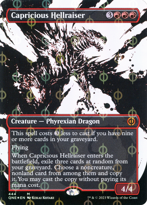 Capricious Hellraiser (Step-and-Compleat Foil) (ONE-444) [Phyrexia: All Will Be One] (Showcase) (Borderless) Foil MTG Single Wizards of the Coast