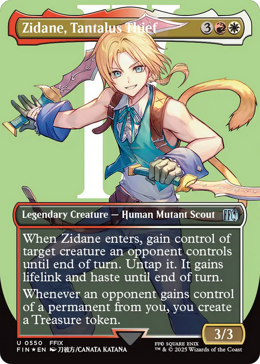 Zidane, Tantalus Thief (Surge Foil) (FIN-550) [FINAL FANTASY] (Borderless) Foil MTG Single Wizards of the Coast