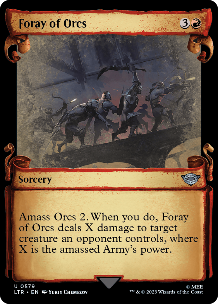 Foray of Orcs (Showcase Scrolls) (LTR-579) [The Lord of the Rings: Tales of Middle-earth] (Showcase) Foil MTG Single Wizards of the Coast
