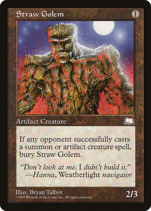 Straw Golem (WTH-) [Weatherlight] MTG Single Wizards of the Coast