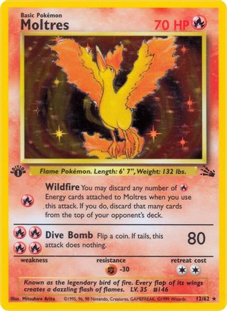 Moltres (12/62) 1st Edition Holofoil [Vintage: Fossil] Pokemon Single Pokémon