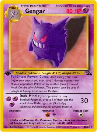 Gengar (20/62) 1st Edition [Vintage: Fossil] Pokemon Single Pokémon