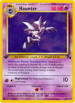 Haunter (21/62) 1st Edition [Vintage: Fossil] Pokemon Single Pokémon