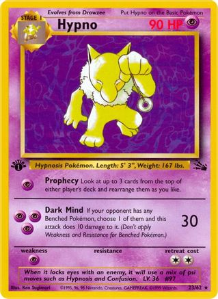 Hypno (23/62) 1st Edition [Vintage: Fossil] Pokemon Single Pokémon