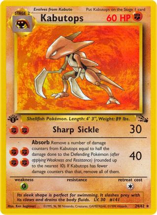 Kabutops (24) (24/62) - [Vintage: Fossil] 1st Edition Pokemon Single Pokémon