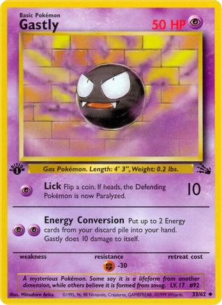 Gastly (33/62) 1st Edition [Vintage: Fossil] Pokemon Single Pokémon