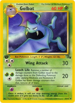 Golbat (34/62) 1st Edition [Vintage: Fossil] Pokemon Single Pokémon