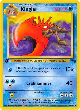 Kingler (38/62) 1st Edition [Vintage: Fossil] Pokemon Single Pokémon