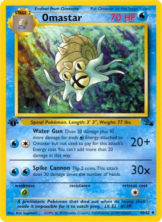 Omastar (40/62) 1st Edition [Vintage: Fossil] Pokemon Single Pokémon