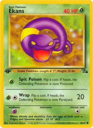 Ekans (46/62) 1st Edition [Vintage: Fossil] Pokemon Single Pokémon