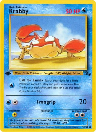 Krabby (51/62) 1st Edition [Vintage: Fossil] Pokemon Single Pokémon