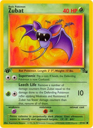 Zubat (57/62) 1st Edition [Vintage: Fossil] Pokemon Single Pokémon