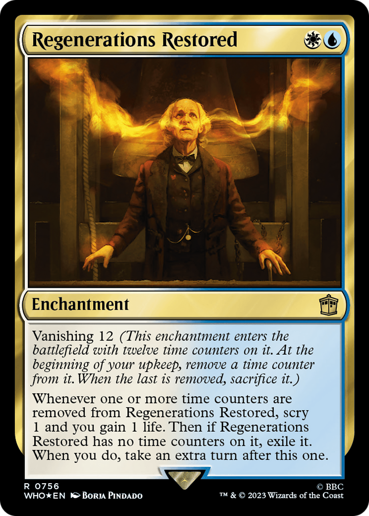 Regenerations Restored (Surge Foil) (WHO-756) [Doctor Who] Foil MTG Single Wizards of the Coast