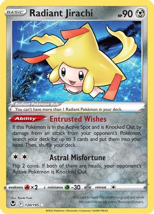 Radiant Jirachi (120/195) - [SWSH: Silver Tempest] Holofoil Pokemon Single Pokémon