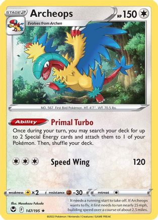 Archeops (147/195) Reverse Holofoil [SWSH: Silver Tempest] Pokemon Single Pokémon